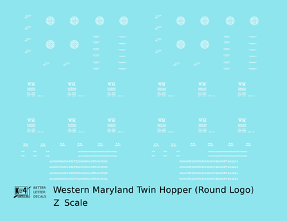Western Maryland Twin Hopper Car White Round Herald