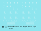 Western Maryland Twin Hopper Car White Round Herald