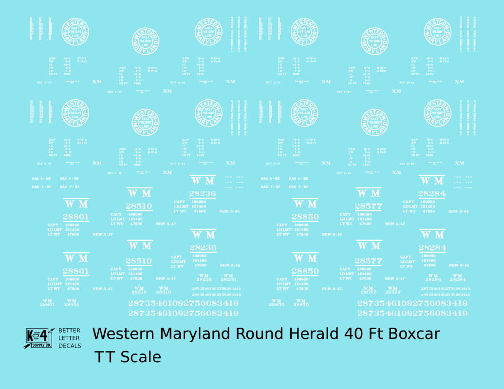 Western Maryland 40 Ft Boxcar White Round Herald