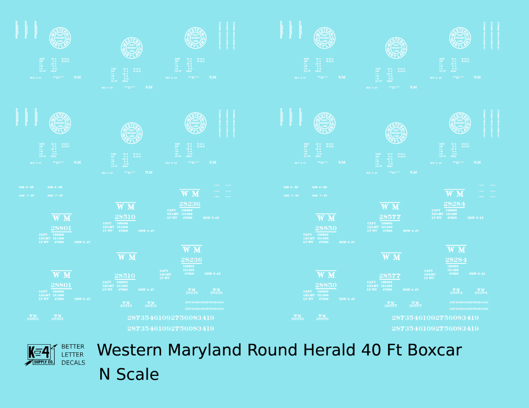 Western Maryland 40 Ft Boxcar White Round Herald