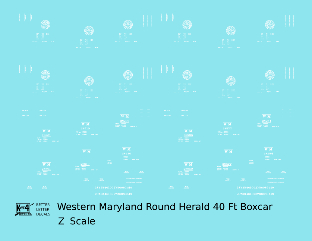 Western Maryland 40 Ft Boxcar White Round Herald