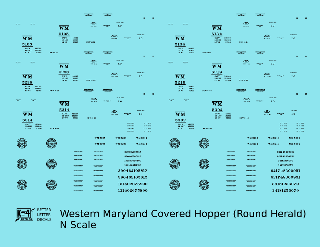 Western Maryland Covered Hopper Black Round Herald