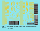 Western Maryland Diesel Locomotive Yellow Speed Letter