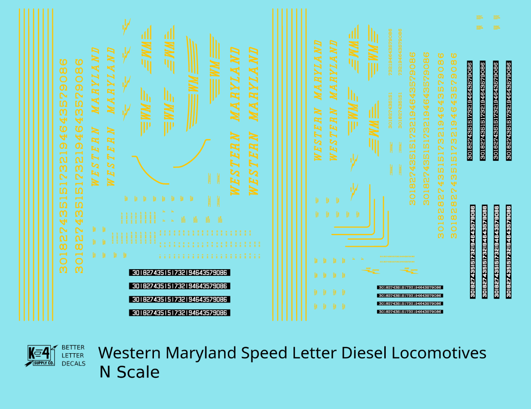 Western Maryland Diesel Locomotive Yellow Speed Letter