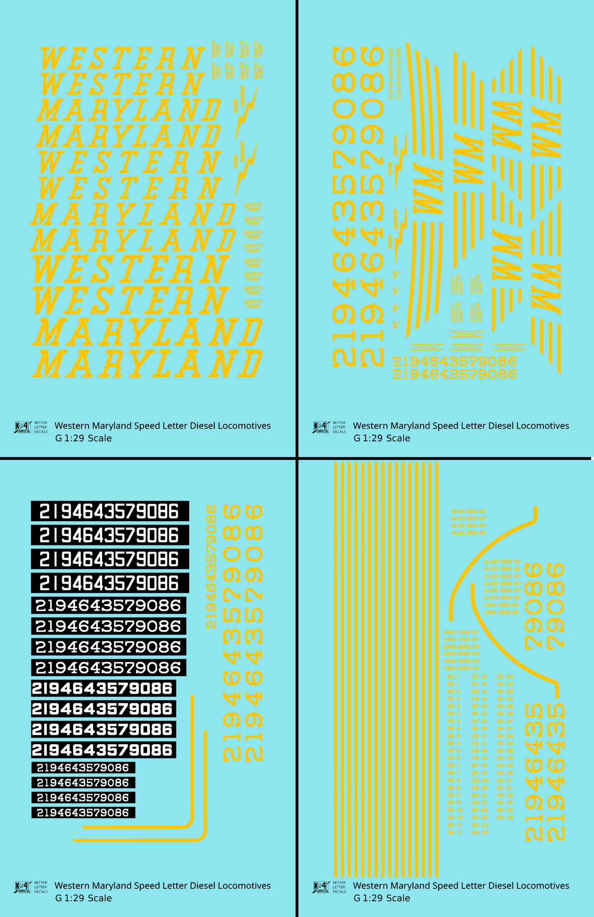 Western Maryland Diesel Locomotive Yellow Speed Letter