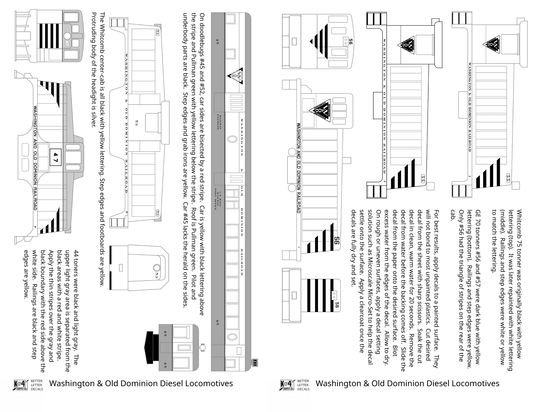 Washington and Old Dominion Diesel Locomotives and Doodlebug   - Decal
