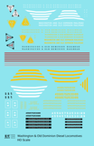 Washington and Old Dominion Diesel Locomotives and Doodlebug   - Decal - Choose Scale