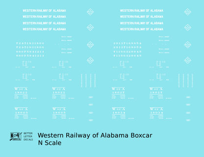 Western Railway Of Alabama 40 Ft Boxcar White West Point Route