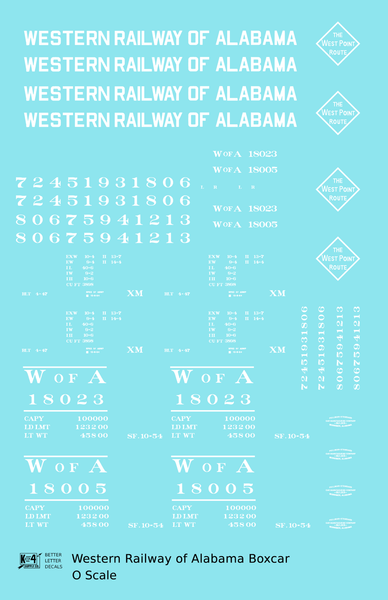 Western Railway Of Alabama 40 Ft Boxcar White West Point Route