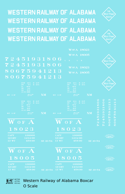 Western Railway Of Alabama 40 Ft Boxcar White West Point Route