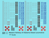 Western Railway Of Alabama Diesel Locomotive Silver and Blue West Point Route - Decal - Choose Scale