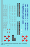 Western Railway Of Alabama Diesel Locomotive Silver and Blue West Point Route - Decal - Choose Scale