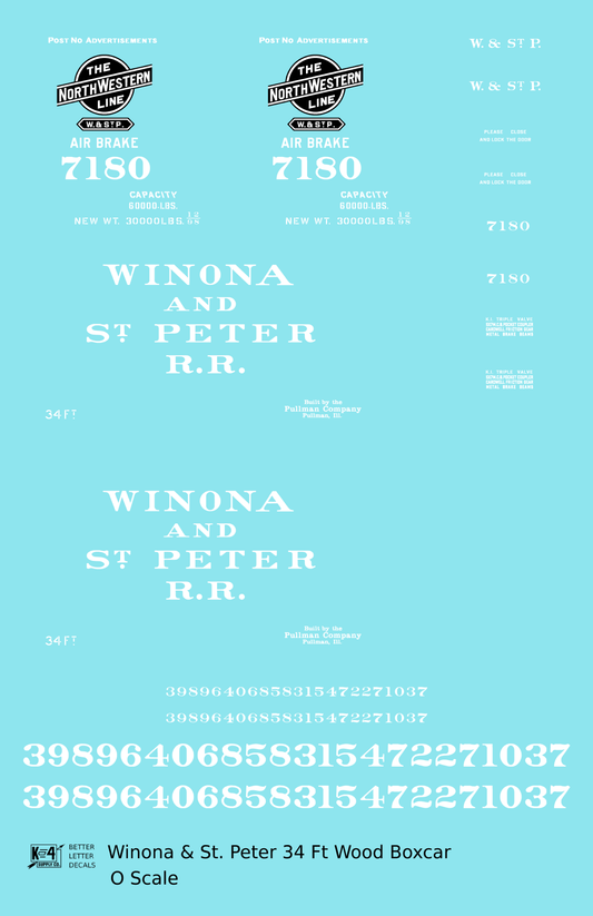 Winona and St. Peter 34 Ft Wood Boxcar White CNW