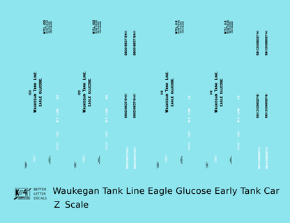 Waukegan Tank Line / Eagle Glucose Early Tank Car Black & White