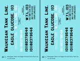 Waukegan Tank Line / Eagle Glucose Early Tank Car Black & White