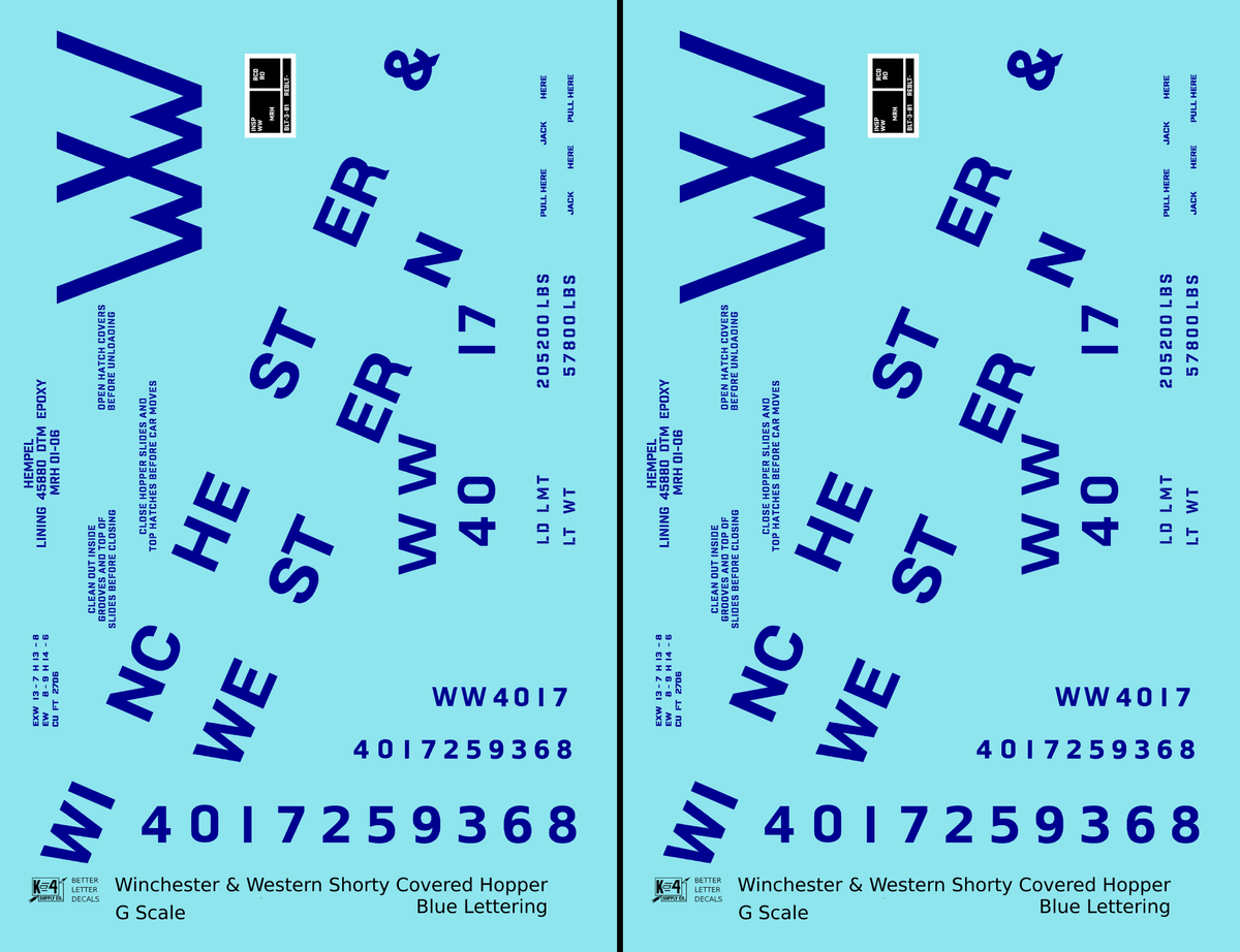 Winchester & Western Cement Covered Hopper Blue