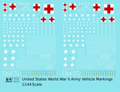 United States World War II Army Jeep Truck Ambulance Vehicle Markings White and Red