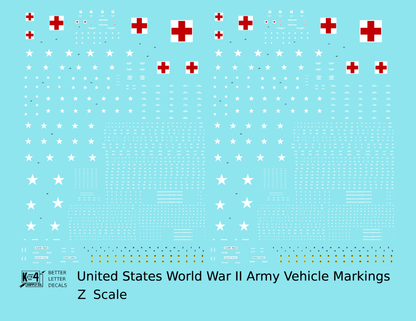 United States World War II Army Jeep Truck Ambulance Vehicle Markings White and Red