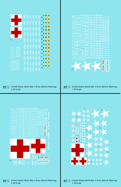 United States World War II Army Jeep Truck Ambulance Vehicle Markings White and Red