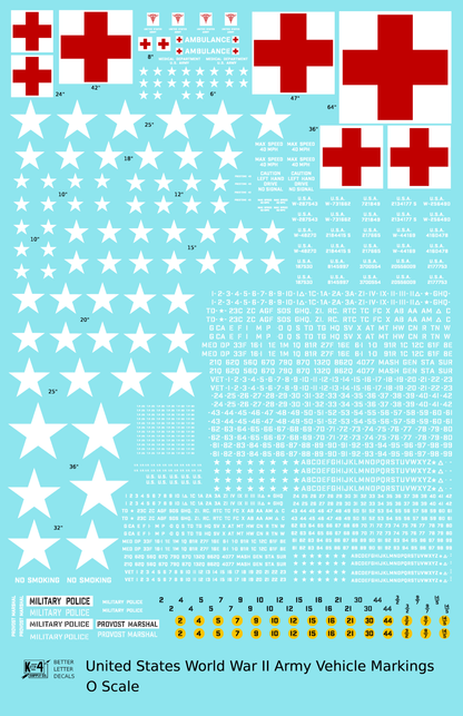 United States World War II Army Jeep Truck Ambulance Vehicle Markings White and Red