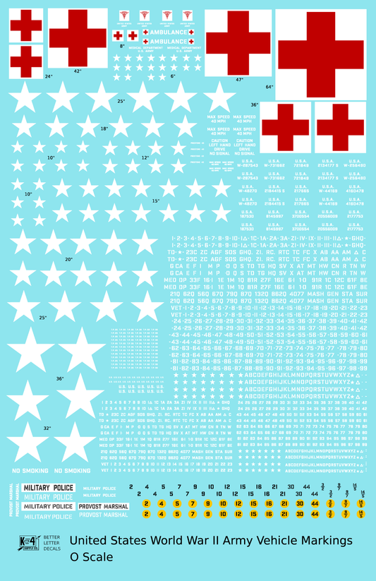 United States World War II Army Jeep Truck Ambulance Vehicle Markings White and Red