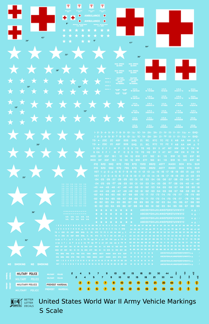 United States World War II Army Jeep Truck Ambulance Vehicle Markings White and Red