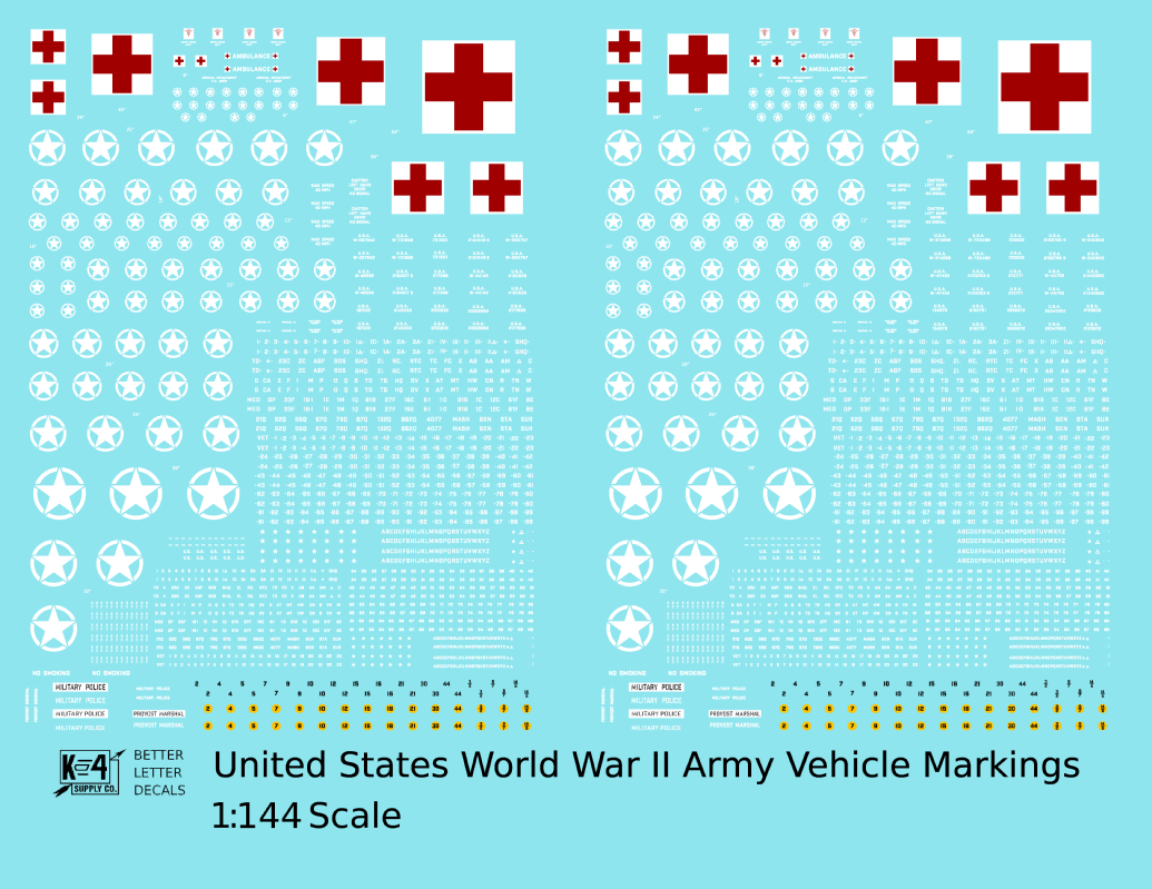 United States World War II Army Jeep Truck Ambulance Vehicle Markings White and Red Circle Star