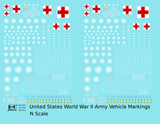 United States World War II Army Jeep Truck Ambulance Vehicle Markings White and Red Circle Star - Decal - Choose Scale