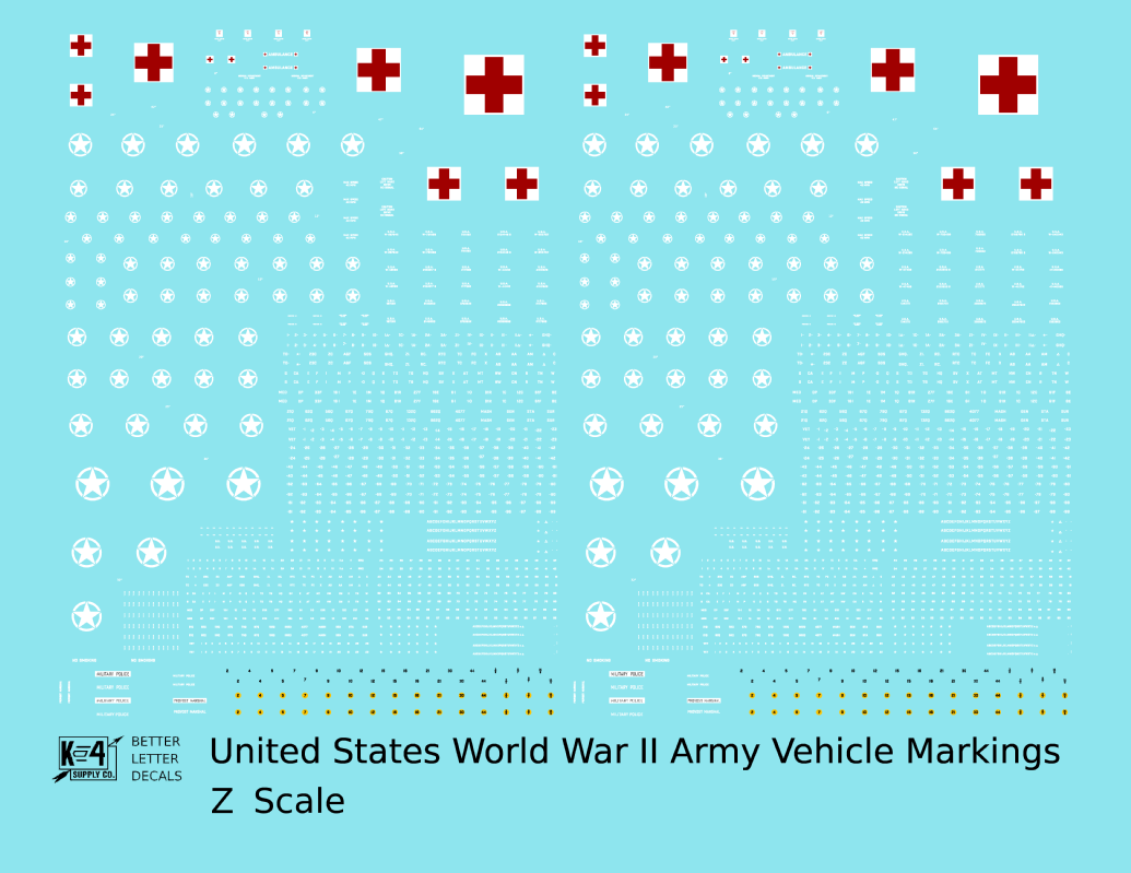 United States World War II Army Jeep Truck Ambulance Vehicle Markings White and Red Circle Star