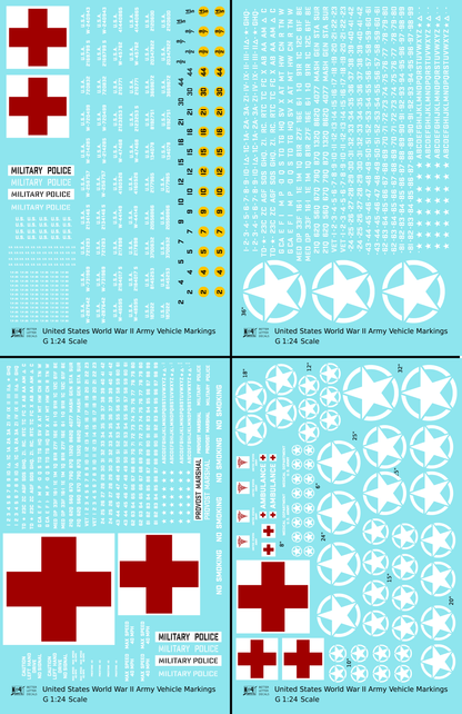 United States World War II Army Jeep Truck Ambulance Vehicle Markings White and Red Circle Star