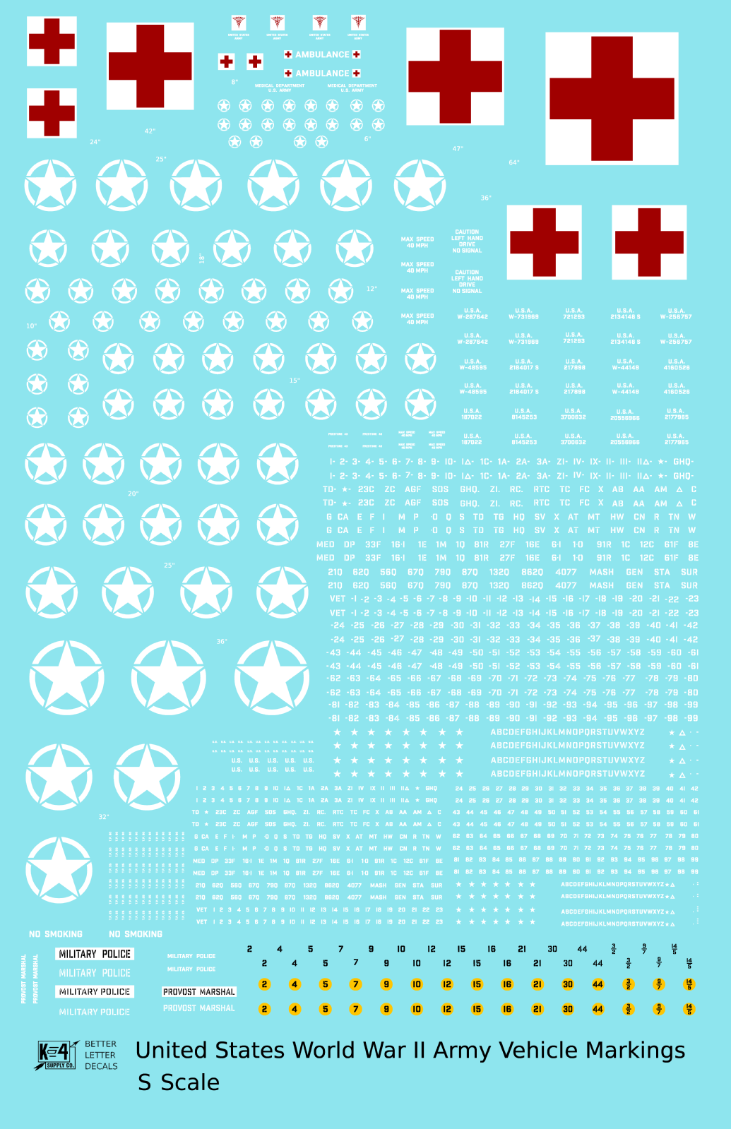 United States World War II Army Jeep Truck Ambulance Vehicle Markings White and Red Circle Star