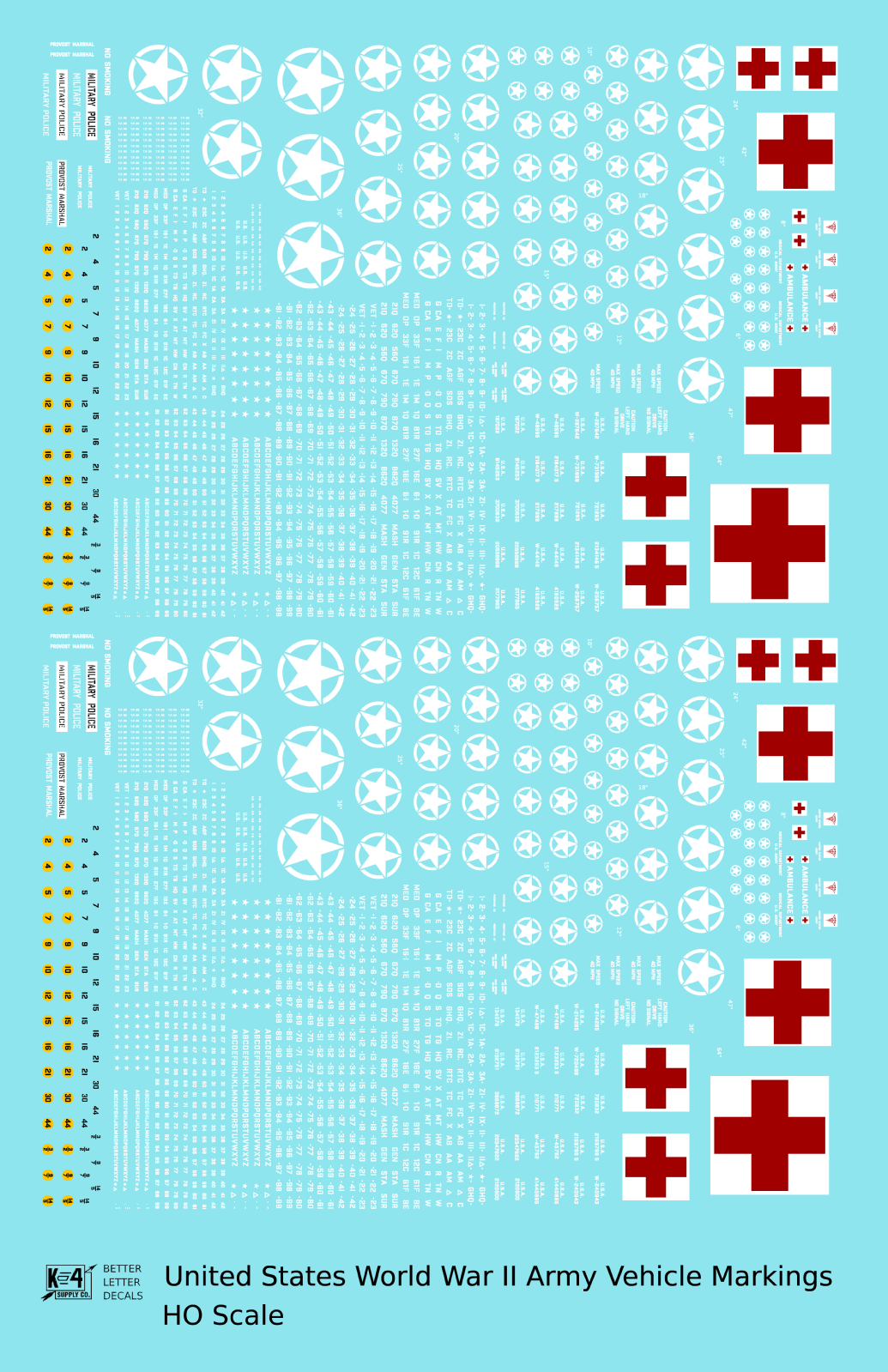 United States World War II Army Jeep Truck Ambulance Vehicle Markings White and Red Circle Star