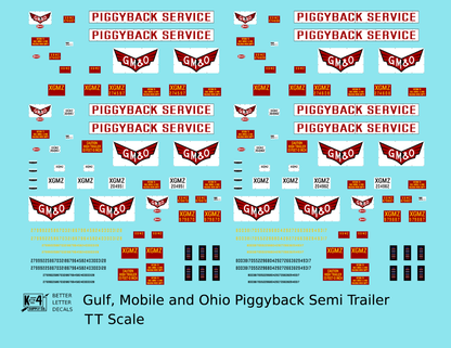 Gulf Mobile and Ohio Piggyback Semi Trailer Red and White