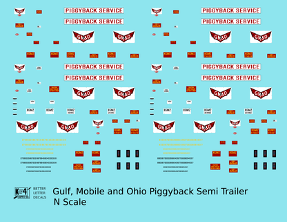 Gulf Mobile and Ohio Piggyback Semi Trailer Red and White