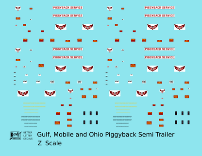 Gulf Mobile and Ohio Piggyback Semi Trailer Red and White