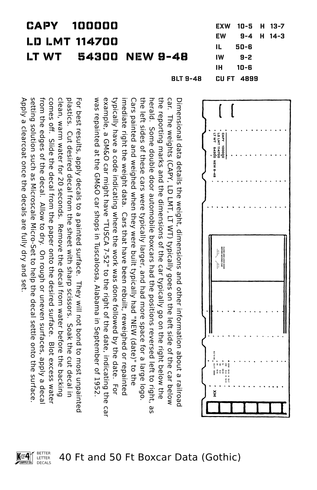 40 To 50 Ft Boxcar Gothic Font Dimensional Data Set