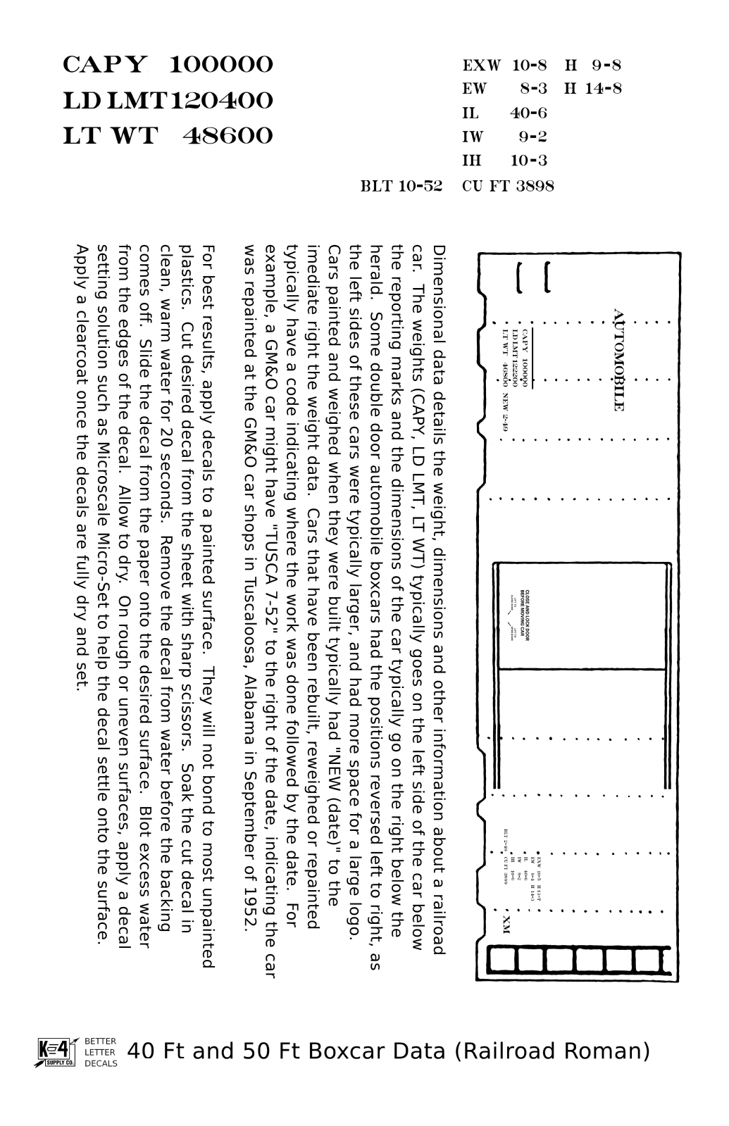 40 To 50 Ft Boxcar Roman Font Dimensional Data Set