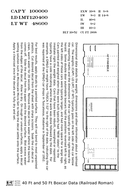 40 To 50 Ft Boxcar Roman Font Dimensional Data Set