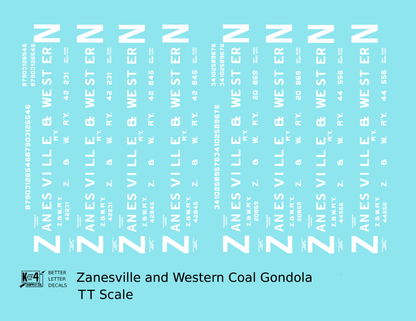 Zanesville and Western Coal Gondola White