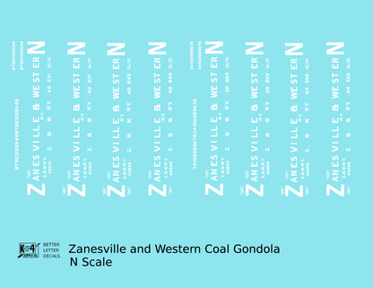Zanesville and Western Coal Gondola White