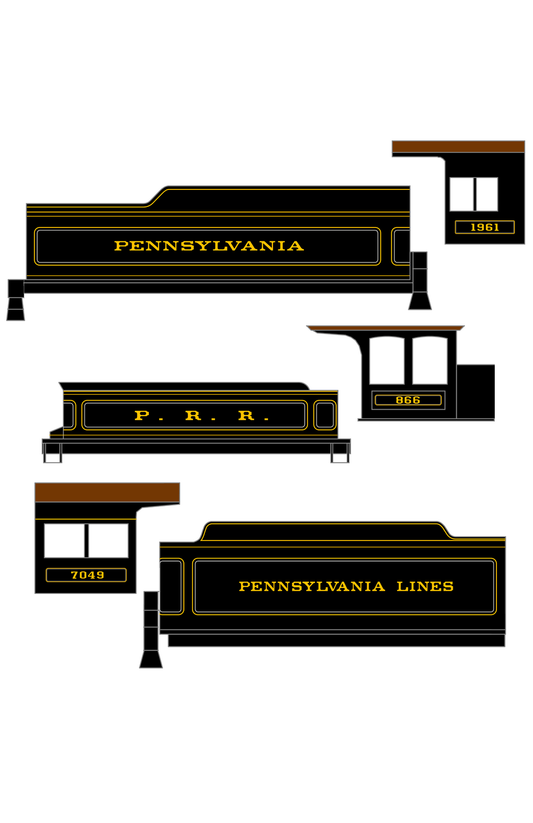 Pennsylvania Railroad Early Striped Steam Locomotive Gold and Silver