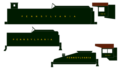 Pennsylvania Railroad, Long Island Steam Locomotive Bronze Gold Futura Lettering