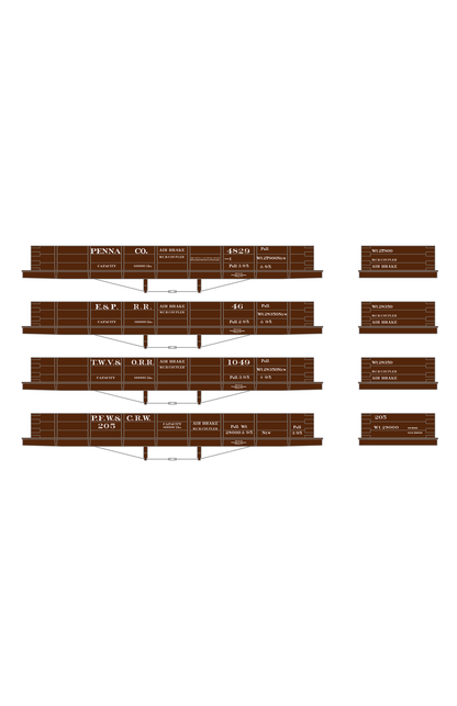 Pennsylvania PRR Lines West 30 Ton Wood Gondolas White TWV&O PFW&CRW E&P - Decal
