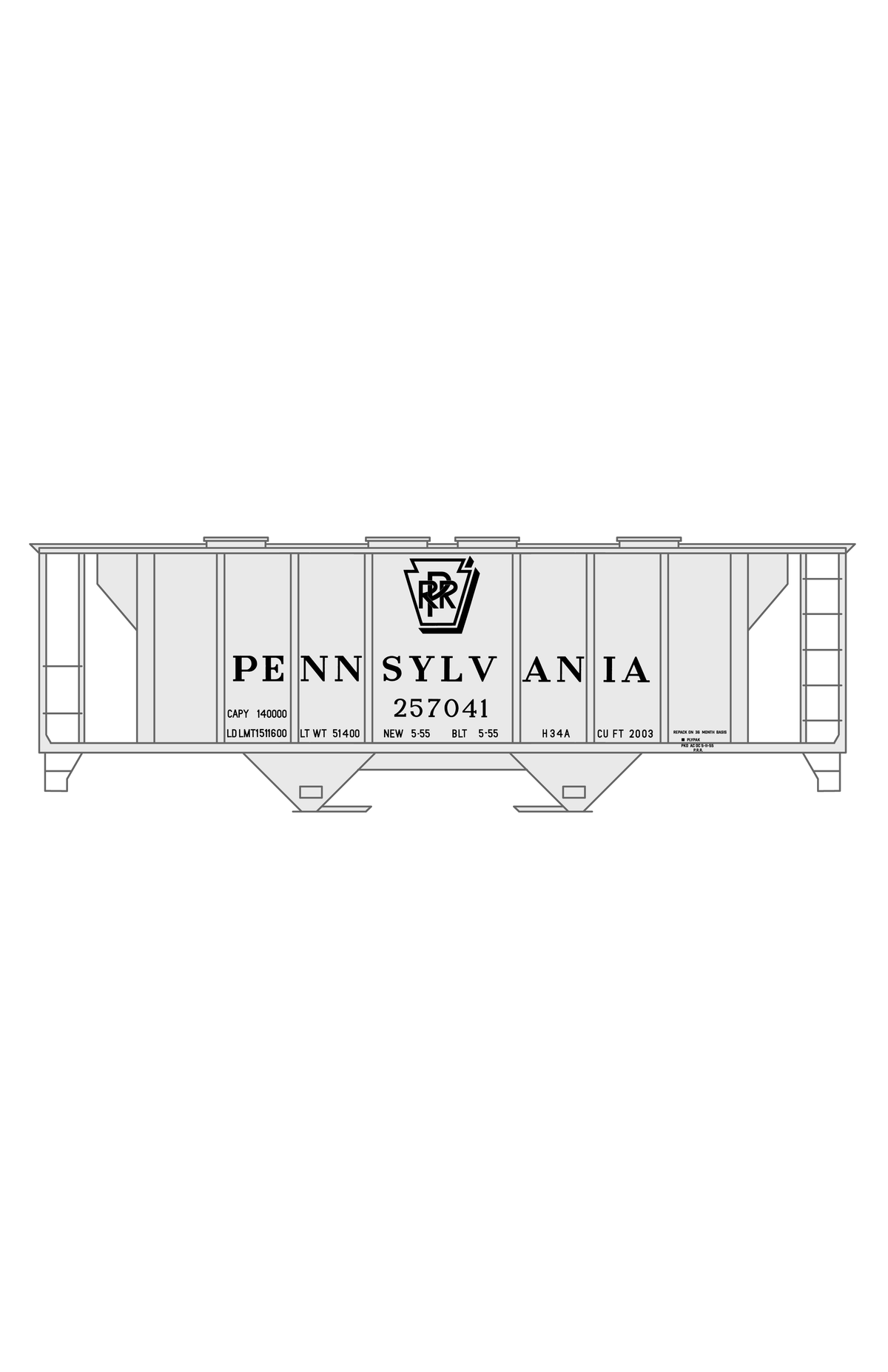 Pennsylvania Railroad H34 Cement Covered Hopper Black
