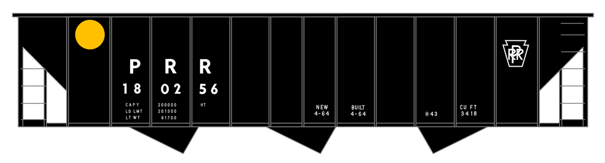 Pennsylvania Railroad PRR H43 3 Bay Hopper White Late Scheme