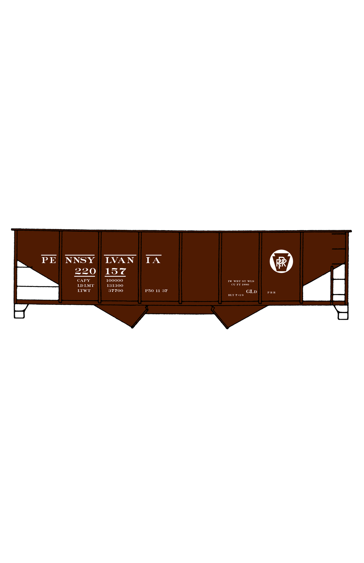 Pennsylvania Railroad PRR Twin Hopper Car White Circle Herald
