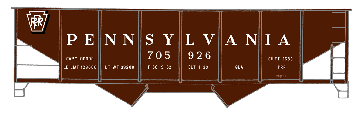 Pennsylvania Railroad PRR Twin Hopper Car White Shadow Herald