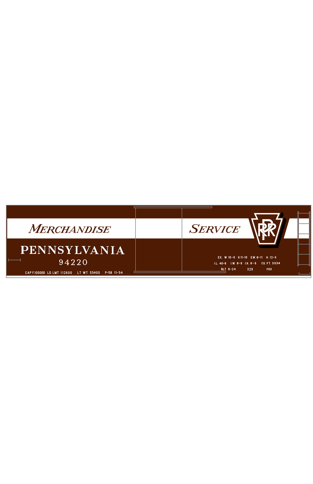 Pennsylvania Railroad 40 Ft Merchandise Service Boxcar White Shadow Herald