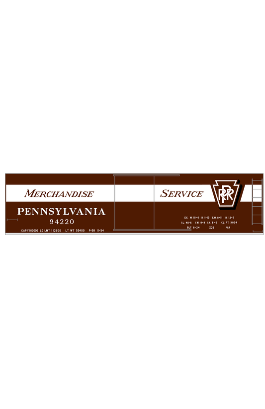 Pennsylvania Railroad 40 Ft Merchandise Service Boxcar White Shadow Herald
