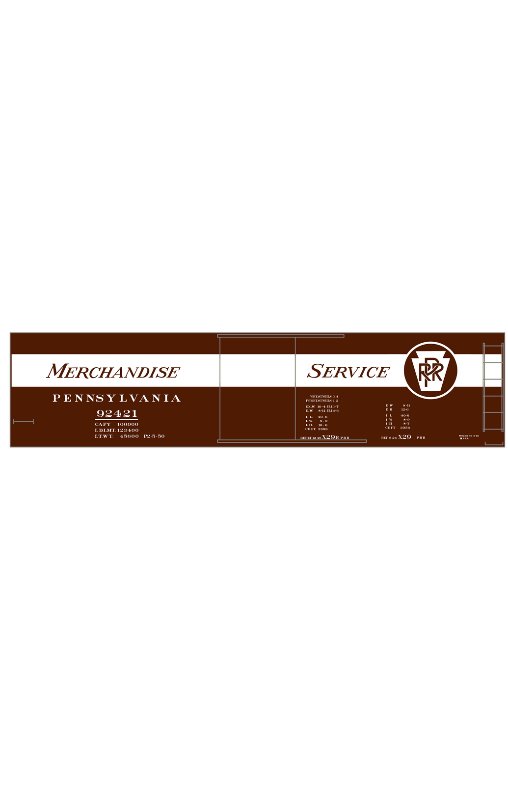 Pennsylvania Railroad 40 Ft Merchandise Service Boxcar White All White